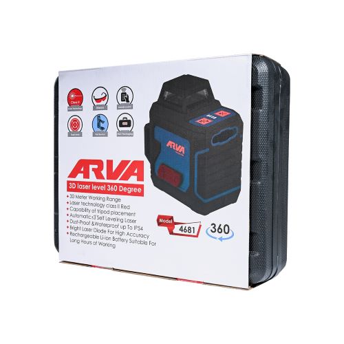 تراز لیزری 360 درجه 3D (نور قرمز) آروا مدل 4681